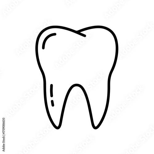 Simple Black Line Drawing of a Healthy Tooth