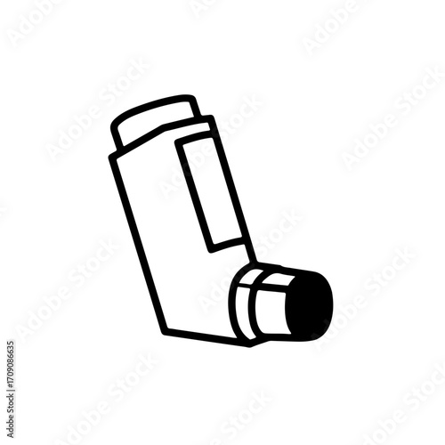 Simple Black and White Inhaler Depicting Asthma Treatment and Relief.