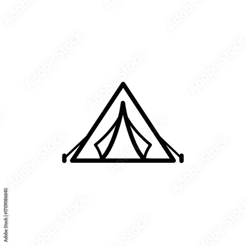 Simple Line Art Illustration of a Triangular Tent