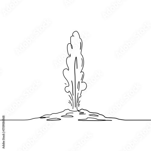 Simple Line Drawing of a Geyser Erupting