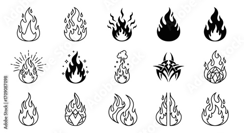 Fire Flames Vector Icon Set