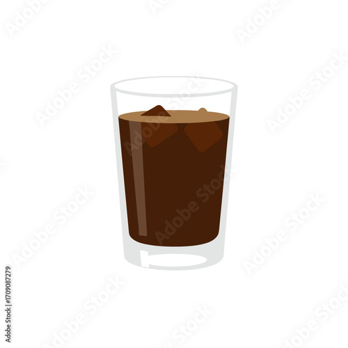 Refreshing iced coffee in a clear glass, perfect for a hot day illustration