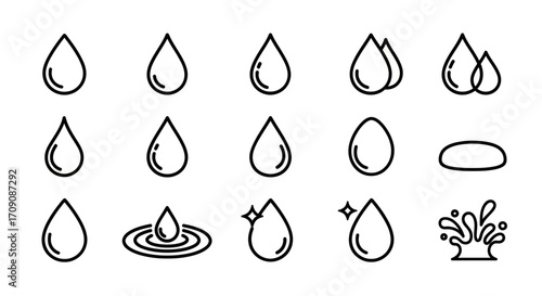 Water Drop Icon Set Outline