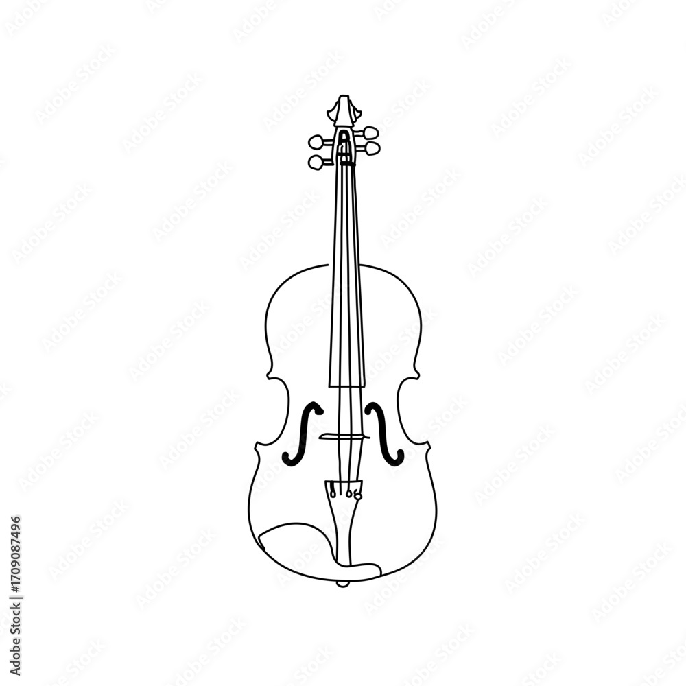 Fototapeta premium Simple Line Art Drawing of a Violin