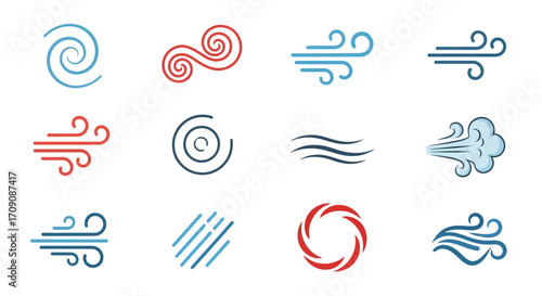 Wind Icons: Collection of Air and Breeze Symbols