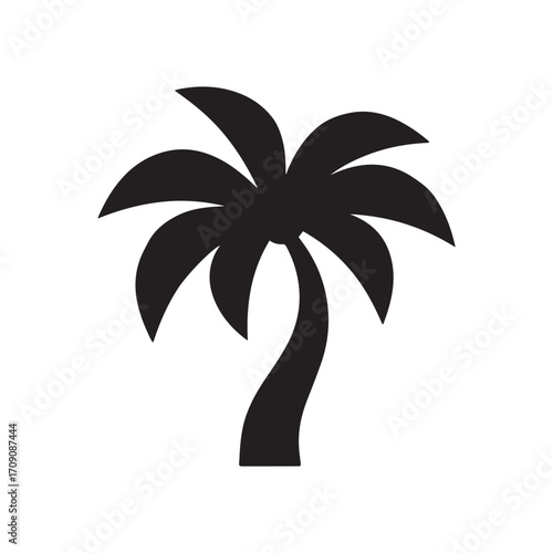 Palm tree with sun logo symbolizing summer heat and beach holiday excitement