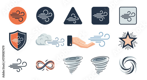 Wind and Tornado Vector Icons