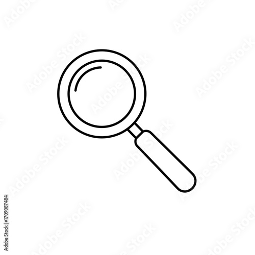 Simple Black Line Art Magnifying Glass for Research and Discovery