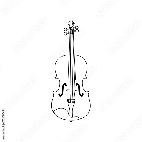 Simple Line Art Drawing of a Violin
