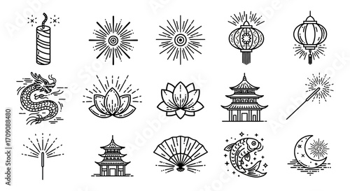 Chinese New Year Line Icons