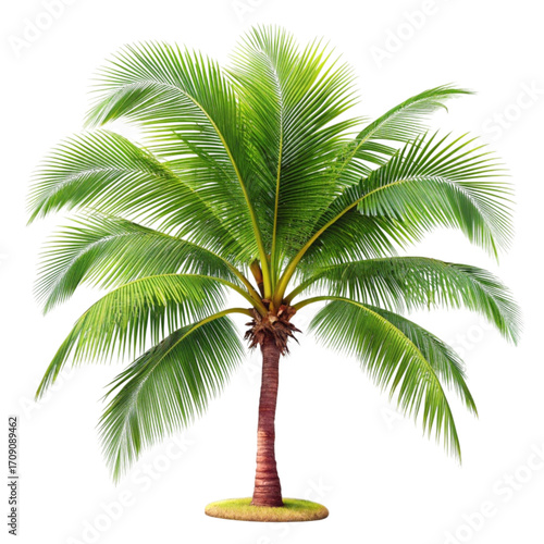 A vibrant and detailed illustration of a single coconut palm tree