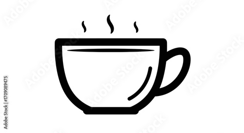 Hot Coffee Cup Icon, Simple Mug Design