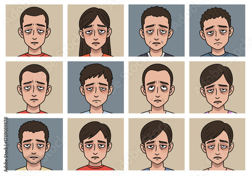 Exhausted People A Collection of Weary Faces with Dark Circles.