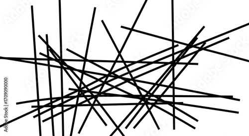 Abstract Black Lines Intersect Chaos Pattern