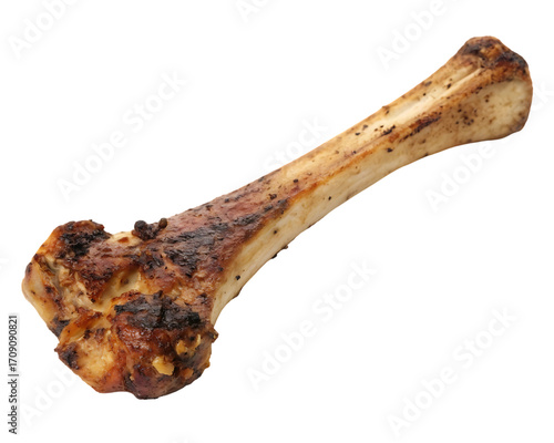 Roasted bone with meat remnants isolated on a black background studio shot