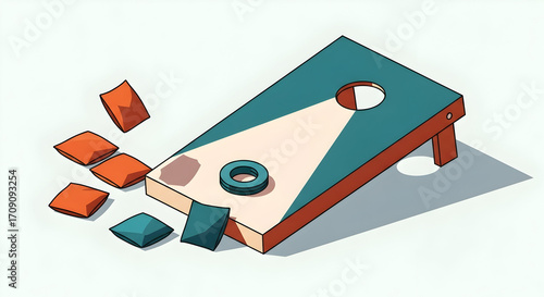 Bean Bag Toss Game with Colorful Bags and Board
