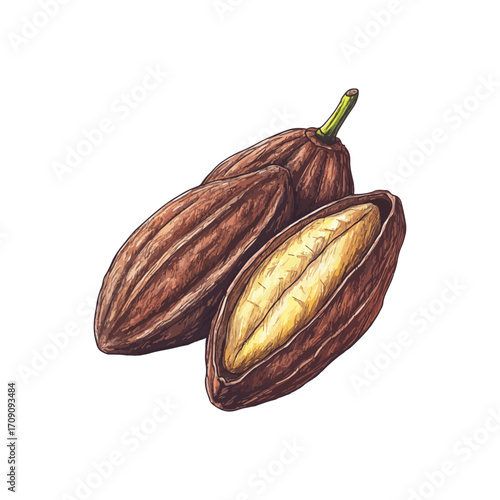 cocoa bean hand drawn illustration