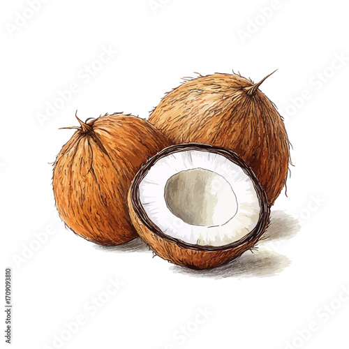 coconut hand drawn illustration