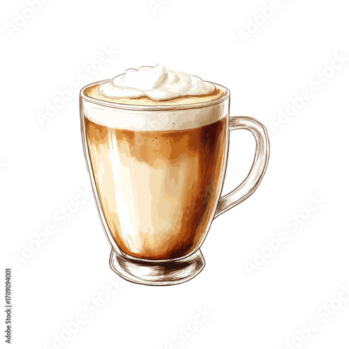 coffee latte hand drawn illustration