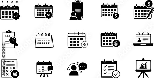 Task, deadline flat icon set. schedule, productivity, planner icons collection
