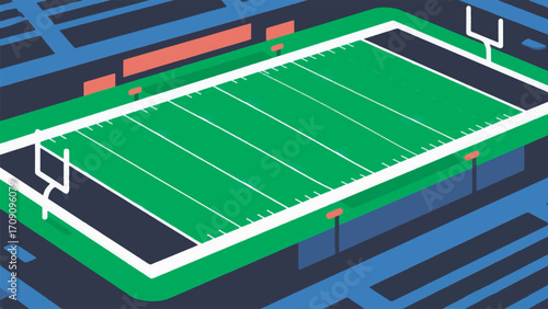 Illustration Of An American Football Field View From Above Vector Design Template