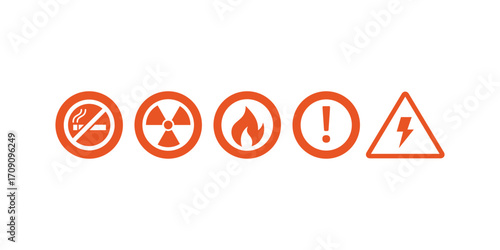 Collection of safety and caution warning signs including hazards and alerts, ideal for industrial use, workplace safety materials, or educational safety visuals