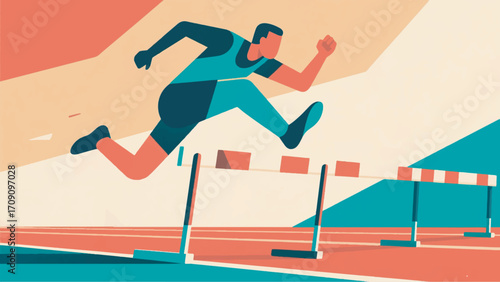Illustration Of A Hurdles Competition Vector Design Template