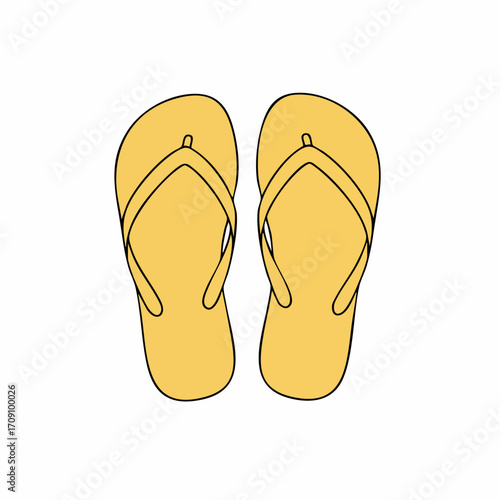 Yellow Flip-Flops with Black Outlines, Ready for Summer Adventures