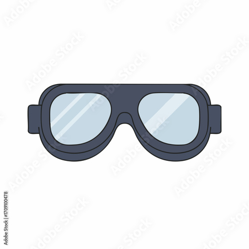 Stylized aviator goggles with a dark frame and light blue tinted lenses