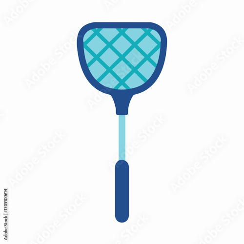 Blue fly swatter with a light blue net and a dark blue handle