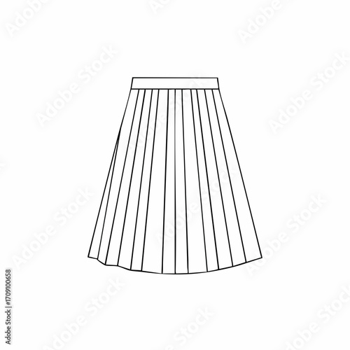 Simple Black and White Pleated Skirt Illustration for Fashion Design