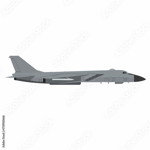 Vector Illustration of a Gray Swing-Wing Strategic Bomber Aircraft