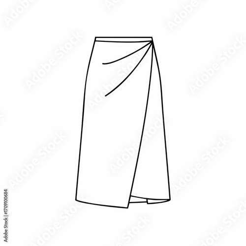 Minimalist Line Art Depicting a Stylish Wrap Skirt Design