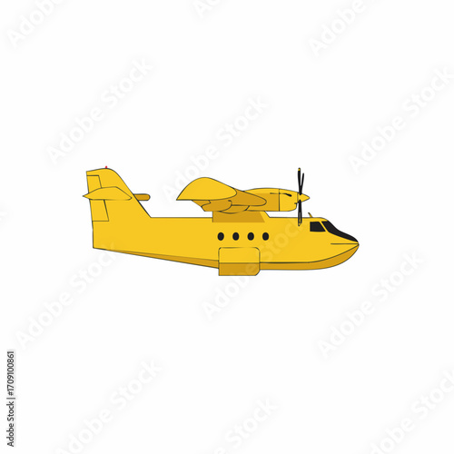 Yellow Twin-Engine Aircraft with Propellers and Distinctive Wing Design