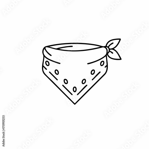 Simple Line Drawing of a Triangular Bandana with Leaf-Shaped Tie