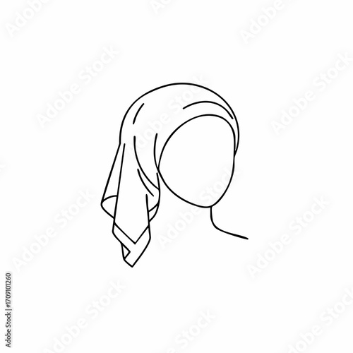 Minimalist Line Art Depicting a Woman Wearing a Headscarf