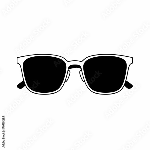 Simple Black and White Illustration of Trendy Sunglasses