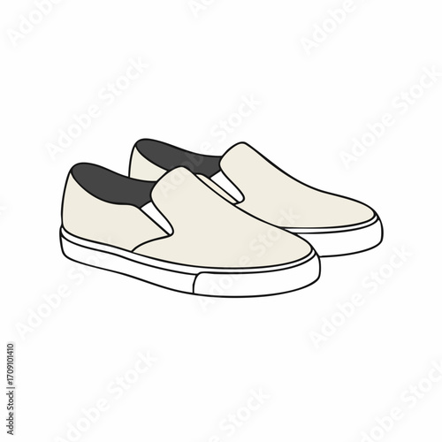 Pair of Cream-Colored Slip On Canvas Sneakers