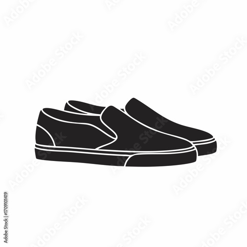 Simple Silhouette of Two Slip-On Canvas Sneakers