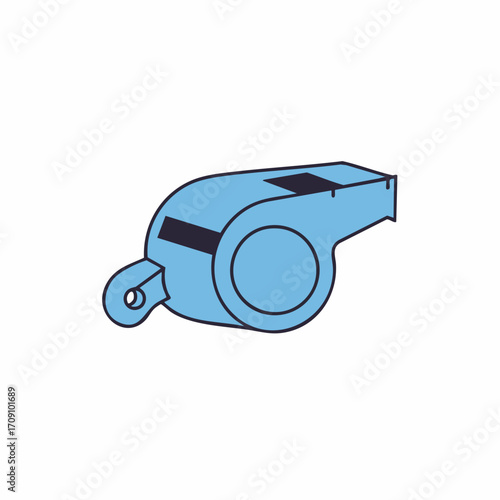 Simple Blue Whistle Illustration for Sports, Games, and Refereeing.