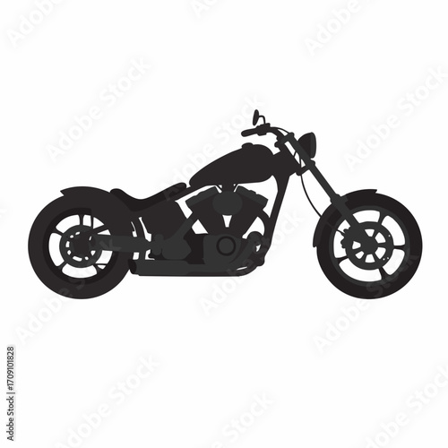 Silhouette of a custom motorcycle with a teardrop tank and spoked wheels