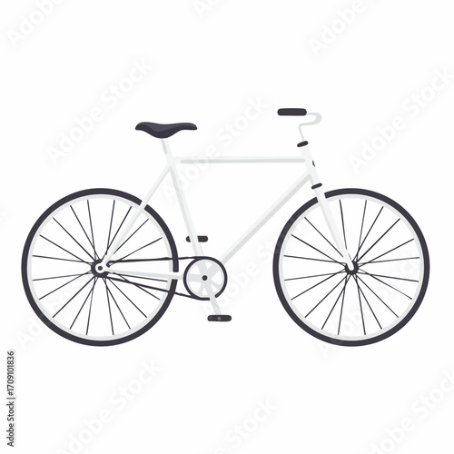 Simple White Bicycle with Black Wheels and Minimalist Design.
