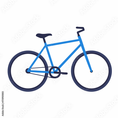 Vibrant Blue Single-Speed Bicycle Illustration