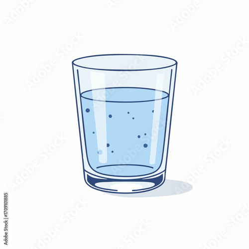 Glass of Sparkling Water with Subtle Bubbles Illustration