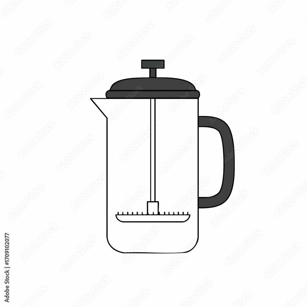 Obraz premium Simple Line Drawing of a French Press Coffee Maker