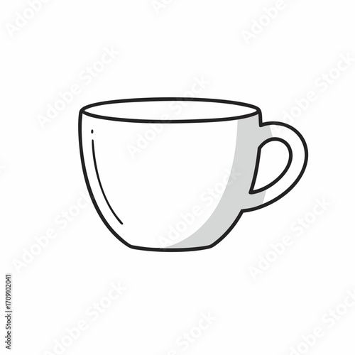 Simple Outline of a White Coffee Cup with Handle
