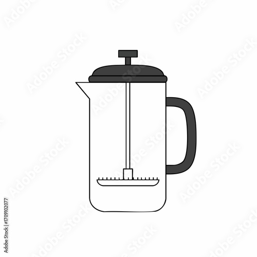 Simple Line Drawing of a French Press Coffee Maker