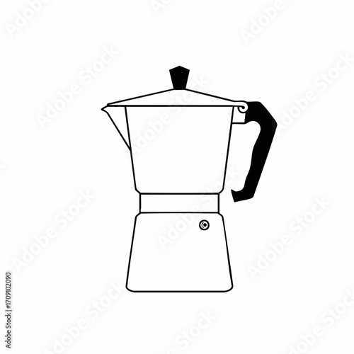 Line Art Illustration of a Classic Moka Pot Coffee Maker