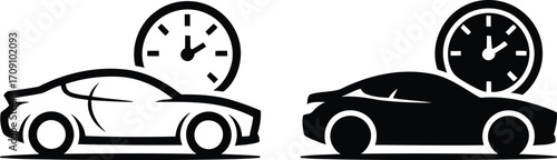 Dynamic Depiction of Express Vehicle Service Showcasing Time Efficiency in Automotive Sector with Monochrome Graphics Illustrating Swift and Efficient Transportation