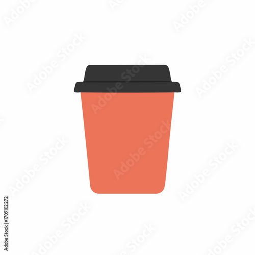 Simple Coffee Cup Illustration with Black Lid and Orange Body.